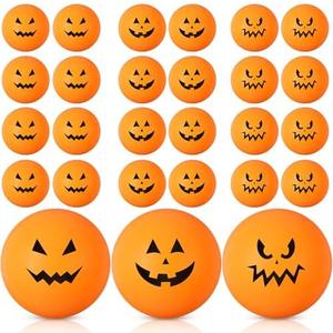 Soulchen 24 Pcs Halloween Table Tennis Balls Pumpkin Beer Ball Orange Plastic Novelty Table Tennis with Jack O Lantern 1.6 Inch Halloween Stress Props for Party Playing Decor Beach Game Party Favors
