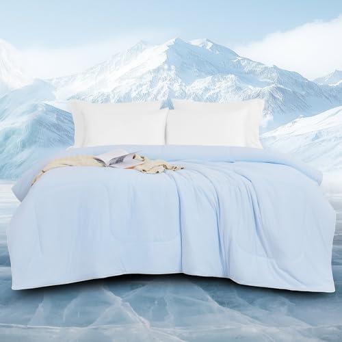 downluxe Cooling Comforter, Cooling Blankets for Hot Sleepers, Cold Blanket, Summer Blanket Twin Size with Q-Max>0.4 Arc-Chill Cooling Fiber, Light Blue