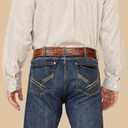 SANSTHS Western Leather Belt Strap for Men, Cowboy Belts without Buckle Cowgirl Western Strap Belt for Jeans Christmas Belts (for 46"-50" Waist, Coffee/Feather)