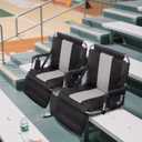 GREEN PARTY Stadium Seat for Bleachers Portable Outdoor Floor Folding Stadium Chair with Armrest, Back Support, Cup Holder, Mesh Bag and Hide Hooks
