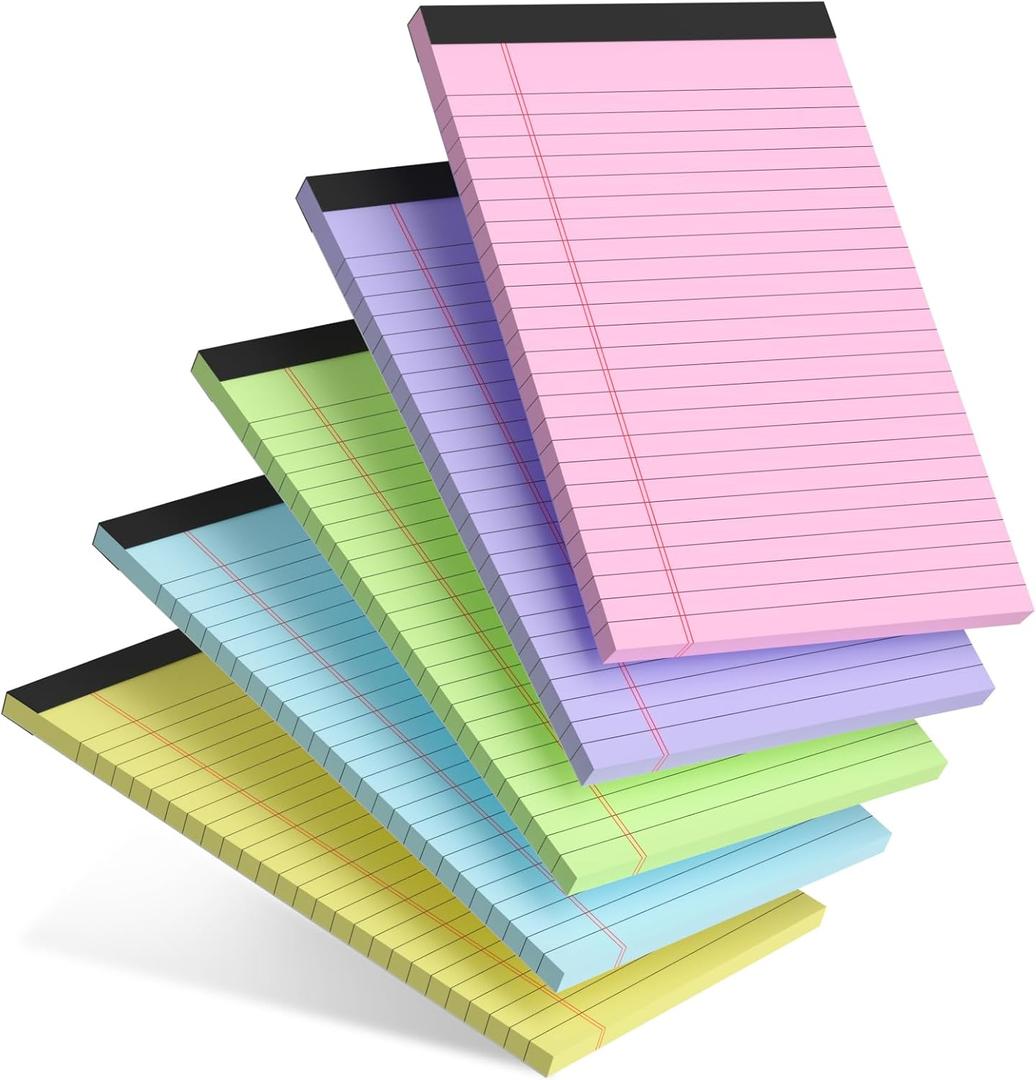 AILZFEI 5pcs Colored Note Pads 5x8 College Ruled Small Legal Pads Paper Notepads 5 Pack Study Back Writing Pads 5 x 8 Paper Pads Perforated Narrow Ruled Pads of Paper 30 Sheets/Pack