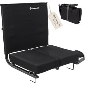 FUNDANGO Extra Wide Stadium Seats with Back Support for Adults, Padded Bleacher Chairs with Back and Cushion, Folding Bleacher Seats with Shoulder Strap for Football Baseball Sports, 18"W x 17.7"D x 21.7"H