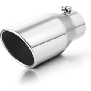 A-KARCK Exhaust Tip 4" Inlet to 6" Outlet, 12" Overall Length Exhaust Tailpipe Tip Polished Bolt On Design Protect Tailpipe