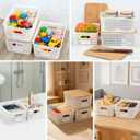 Stackable Storage Bins with Bamboo Lids, 6-Pack, BPA-Free Plastic, 5.1 Qt Capacity, Side Handle, 10x7.2x4.13 Inch, for Home Organization