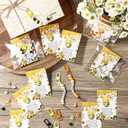 Ferreve 60 Set Back to School Crafts Kits Bee Keychains with Positive Gift Cards for Classroom Activities Beadable Keychains with Inspirational Beads