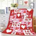 Happy Valentine's Day Throw Blanket Valentine's Day Heart Cute Gnome Soft Flannel Blanket Holiday Warm Cozy Lightweight Bed Blanket for Sofa Couch Bedroom 40x50 Inch (Red)