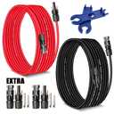 Solar Extension Cable 30 Ft 10AWG (6mm) Solar Power Cable Wire Male Female Connectors Gauge 30' 30A Wire for Roof PV Wire Solar Panel Cables 10 Gauge Wire