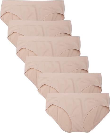 Kalon 6 Pack Women's Hipster Brief Nylon Spandex Underwear M