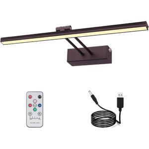 Picture Light,Battery Art Lights for Wall,Wireless Remote Painting Light with Timer and Dimmable,20Metal Display Lighting for Artwork,Portrait,Gallery-BK