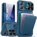 SSLOTSCASE for iPhone 12 Pro Case with 2X Screen Protector, Light Blue