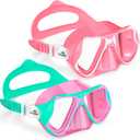 Freela 2 Pack Kids Swim Goggles Mask for Boys Girls 3-14, Tempered Glass Lens 180 HD View with Nose Cover for Pool Beach (Pinkpurple)