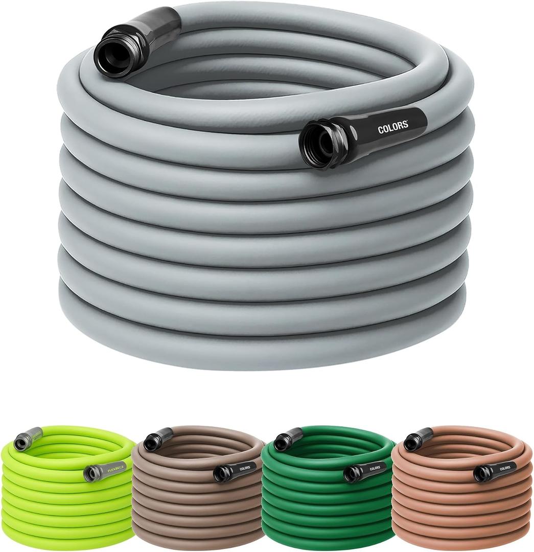 Flexzilla Colors Garden Hose 5/8 in. x 100 ft., Lightweight All-Weather Water Hose, Durable and Flexible, Leak-Free Connections, Slate Gray