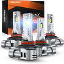 SEALIGHT S2S 9005/HB3 9006/HB4 Light Bulbs Combo, 100,000LM Super Brighter, 6500K Pure White 9005 9006 Fog Bulbs, with Cooling Fan 60K+ Hours Lifespan, 4-Pack