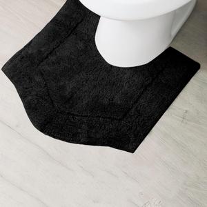 Home Weavers Waterford Collection 100% Cotton Tufted Bath Rug, Extra Soft and Absorbent Bath Rugs, Non-Slip Plush Bath Carpet, Machine Wash, Bath Mat for Bathroom, 20"x20" Contour, Black