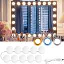LED Vanity Lights for Mirror, Consciot Hollywood Style with 10 Dimmable Bulbs, Adjustable Color & Brightness, USB Cable, Stick on for Makeup Table Dressing Room Mirror