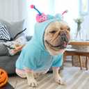 French Bulldog Clothes Halloween Dog Costume Sweater for Medium Dogs Girl Boy, Frenchie Clothes Halloween Costumes Winter Coat Hoodies Sweatshirt for Doggy and Cat,Blue Sweater,L