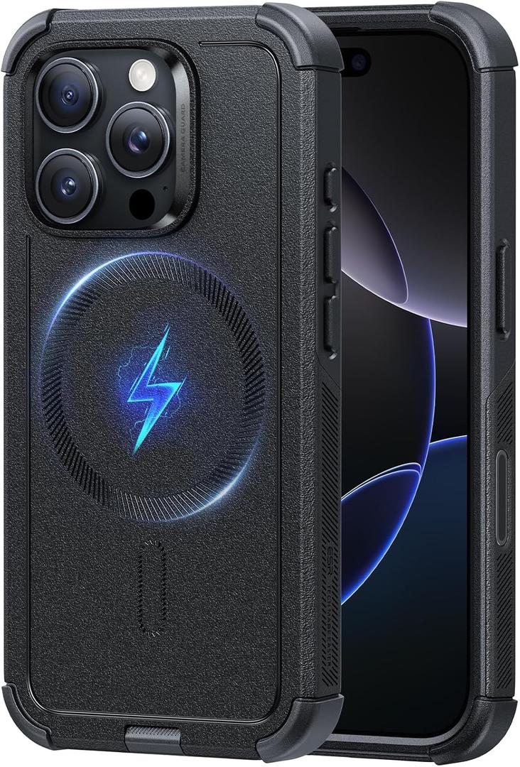ESR for iPhone 16 Pro Phone Case, 23ft Military-Grade Drop Protection, Shock-Absorbing Rugged Cover, MagSafe Accessories Compatible, Cyber Series, Black