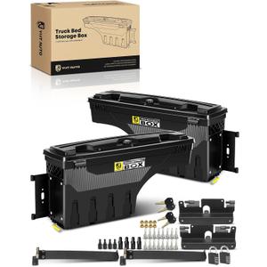 YHTAUTO Set of 2 Truck Bed Storage Tool Box Lockable Compatible with 2007-2018 Chevrolet Silverado & GMC Sierra 1500 2500 3500 3500HD, Without Bed Rail Storage, Swing Waterproof Wheel Well Toolbox