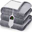 greenoak Heated Blanket Electric Twin 62"X84", Heating Blanket with 10 Heat Levels 1/2/4/6/8 Hours Auto-Off, Fleece Soft Christmas Blanket,Gifts for Grandma Seniors Mom,Misty Grey