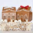20 Pcs Gingerbread House Shaped Gift Boxes for Treats, Desserts, Fancy Cookie, White Gable Bakery Packaging for Housewarming Holiday Christmas Valentines Halloween