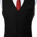 JEMITOP Men's Classic Slim Fit Dress Vest Formal Wedding Prom Tuxedo Suit Vest with Pocket (Black, S)