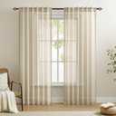 Dreaming Casa Taupe Sheer Curtains 84 Inches Long, Rod Pocket & Back Tab Light Filtering Textured Sheers for Living Room Bedroom, 2 Panels, Each 52" W x 84" L