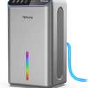 Dehumidifier for Home (85 OZ Water Tank, 800 sq.ft) Quiet Small Dehumidifier for Basement Bedroom Bathroom with Drain Hose, 3 Gear Timer, Sleep Mode, Auto Shut Off, 7 Color Ambient Light (Deep Sliver)