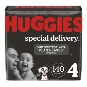 Hypoallergenic Baby Diapers Size 4 (22-37 lbs), Huggies Special Delivery, Fragrance Free, Safe for Sensitive Skin, 140 Ct Size 4 (140 Count) Size 4 (140 Count)