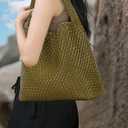 Large Woven Tote Bag for Women with Purse Fashion Shoulder Hobo Underarm Bags Woven Soft Vegan Leather Handbag