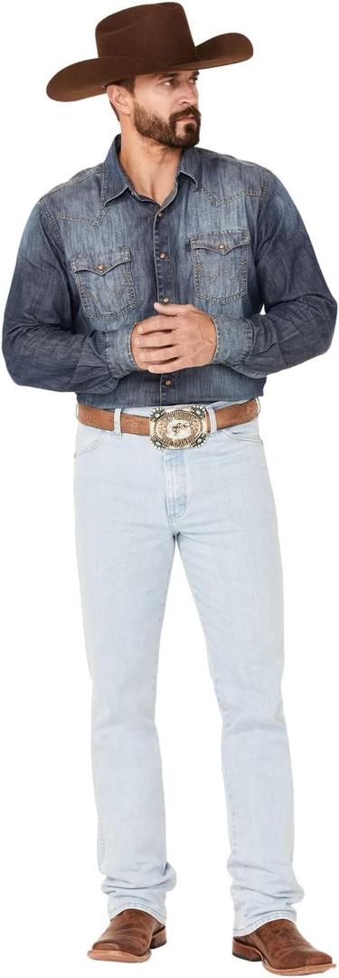 Wrangler Mens Cowboy Cut Active Flex Slim Fit Jeans (34W x 30L, Bleach)
