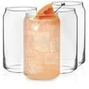 Libbey Classic Can Tumbler Glasses Set of 4, Clear Kitchen Glassware Sets for Beverages and Cocktails, Lead-Free, Cute Drinking Glasses, 16-Ounce