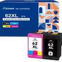 62XL Ink Cartridges Black and Color Replacement for HP 62 62XL Ink Cartridge Combo Pack for Envy 7640 7645 5660 5665 5642 5540 OfficeJet 8045 8040 5746 5745 250 200 Printer