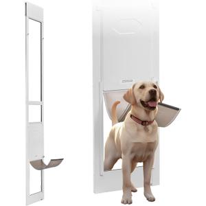 VEVOR Dog Door for Sliding Glass Door, 91 to 96 in Adjustable Height, Aluminum Alloy Frame with Metal Rotating Hinges, Lock Design, 10 1/4 x 16 1/4 in Flap, Sliding Glass Pet Door for Renters