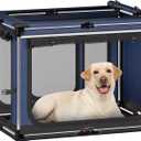 Collapsible Dog Crate: 42 Inch Foldable Soft Sided Dog Crate for Extra Large Dogs, Portable Dog Travel Kennel with Soft Mat for Indoors & Outdoors, Blue (42" L x 31" W x 31" H)