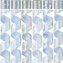 Dusty Blue and Champagne Gold Christmas Ribbon Wired 2.5" Blue Gold Christmas Tree Ribbon for Decorations, Blue and Gold Wired Satin Ribbon for Gift Wrapping, Crafts (6 Rolls 36 Yards)