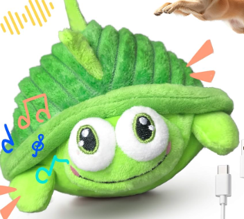GUKCO Interactive Moving Dog Toys – Plush Chew Toy with Bouncing Ball, Music & Recording | Rechargeable SelfPlay Toys for Small, Medium & Large Dogs to Keep Them Engaged (Turtle)