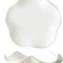 2Pcs Ceramic Spoon Rest Ladle Rest Wavy Edge Ceramic Coffee Spoon Rest Tray Teaspoon Soup Spoon Holder Kitchen Utensil Rest for Restaurant Home Party Use, White