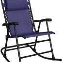 Amazon Basics Outdoor Portable Folding Rocking Chair with Headrest, Ergonomic Design, Weather-resistant Textilene Fabric for Porch, Blue, 2' 2" X 3' 3.4" X 3' 8.6"