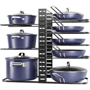 ORDORA Pots and Pans Organizer under Cabinet 14.55 Height, Adjustable 8-Tier Pot Organizers inside Cabinet, Kitchen Organizers and Storage Fit 6-11 inch Lightweight Cookware