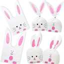 Shindel 100PCS Cute Easter Goodie Bags, 9 x 5.1 Inch Bunny Treat Bags for Cookie Snack Packaging Supplies