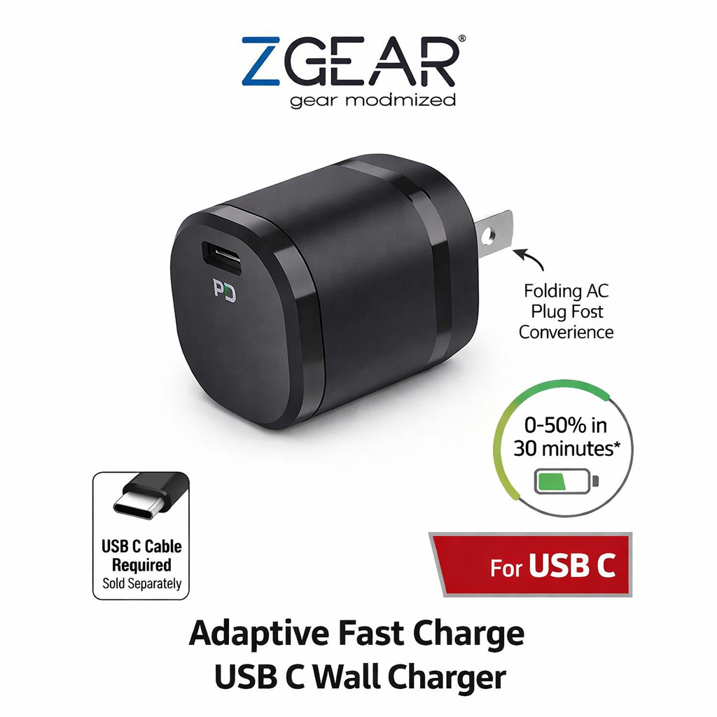 ZGear 20W TYPE C USB WALL CHARGER