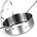 LOLYKITCH 7 QT Tri-Ply Stainless Steel Sauté Pan with Lid,12 Inch Deep Frying pan,Large Skillet,Jumbo Cooker,Induction Cooking Pan,Oven Safe and Detachable Handle.