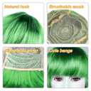 PLULON Dark Green Bob Wig and Sunglass Set, Neon Short Bob Wig Sunglass Pack Costume Colorful Cosplay Wig Hairpieces for Bachelorette Neon Party Favors, Halloween Decorations
