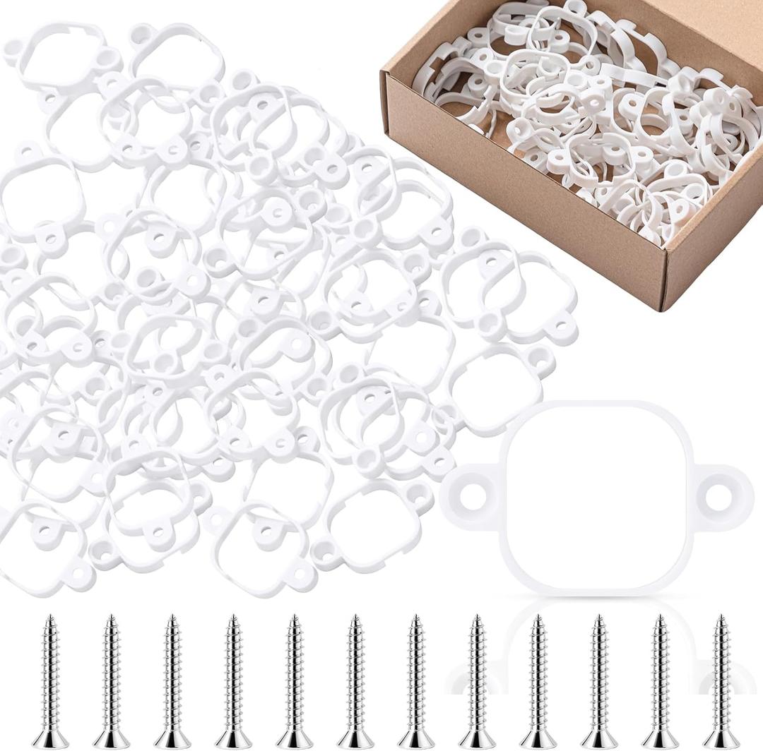 60 Pcs Mount Compatible with 100 ft Govee Pro H706 H806 Permanent Outdoor Lights Brackets with Screws for Soffit, Clip Replace Glue(White)