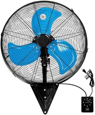 Wall Mount Fan 7000 CFM, 20" High Velocity Wall Oscillation Fan 3-Speed Industrial Walls Fans for Indoor, Ercial, Residential, industrial, Warehouse, Greenhouse, Workshop, Basement Use-ETL