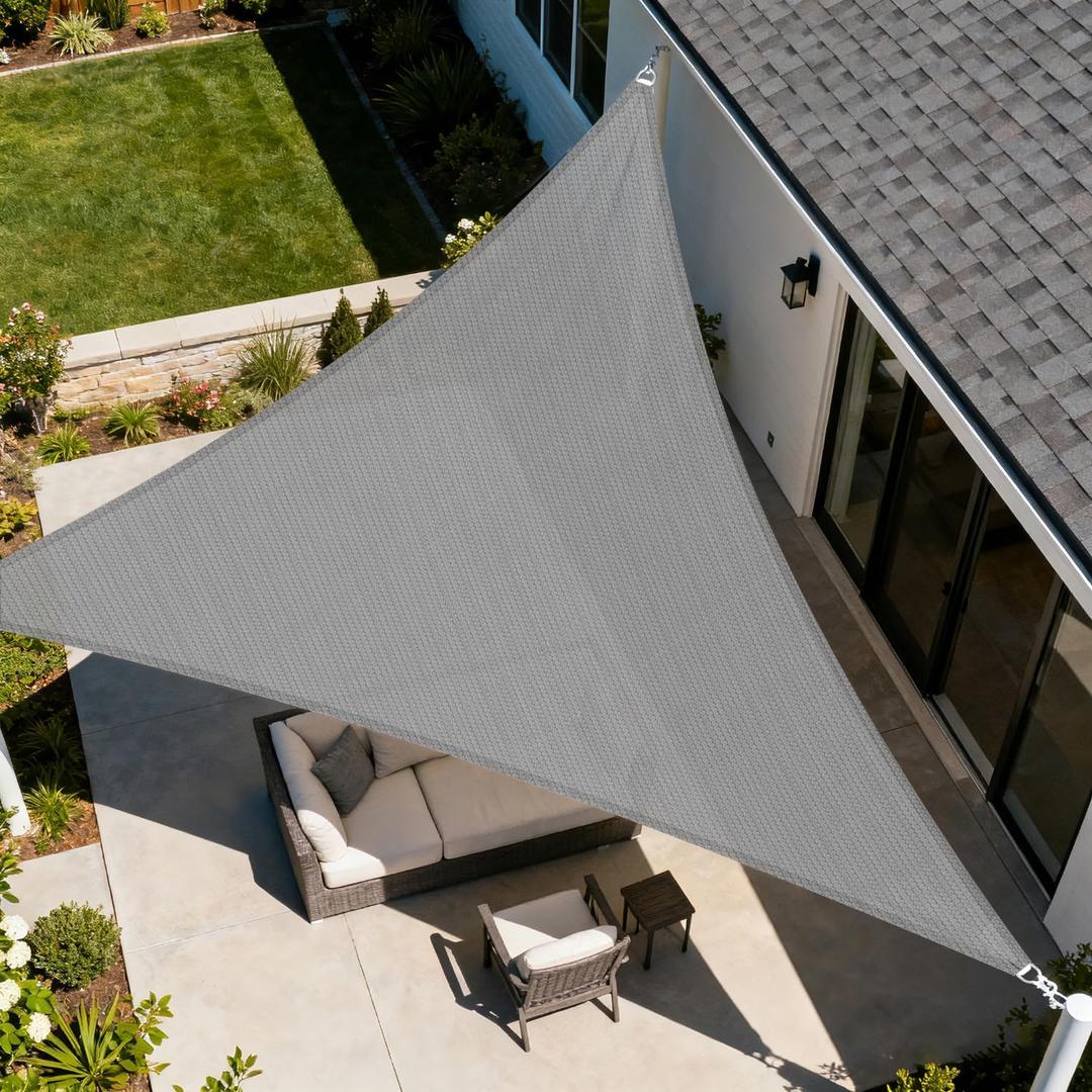 Windscreen4less 8' x 8' x 11.3' Sun Shade Sail Right Triangle Outdoor Canopy Cover UV Block for Backyard Porch Pergola Deck Garden Patio (Light Gray)