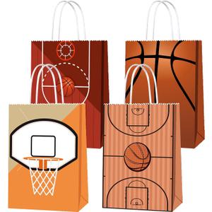 16 PCS Basketball Gift Bags with Handles for Basketball Birthday Party Supplies, Basketball Party Favor Bags Candy Treats Bags, Basketball Goodie Bags for Kids Boys Girls