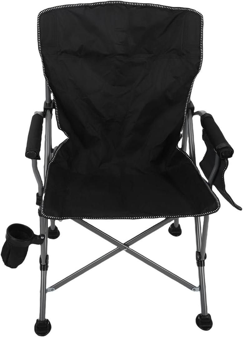 Heavy Duty Lightweight Portable Folding Camp Chair for Backpacking with Cup Holder and Carry Bag (Black)