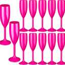 12pcs Pink Champagne Flutes, 6OZ Acrylic Champagne Glasses Plastic Goblets Wine Mimosa Glasses Wedding Toasting Shatterproof Reusable Vintage Champagne Flute Drinking Cups for Bridal Christmas Party