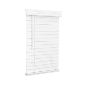 Lotus & Windoware Cordless, 2 Inch Faux Wood Blind, 41" Wide x 60" Long, Window Blinds, Blinds & Shades, Blinds for Indoor Windows, Embossed, Bright White